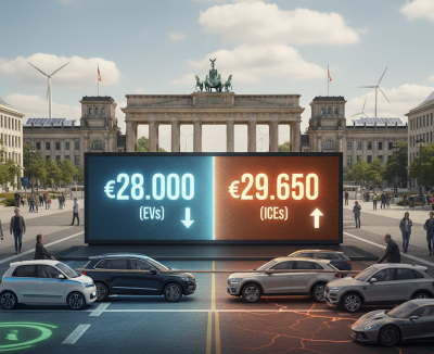Il prezzo medio delle auto elettriche in Germania si avvicina a quello delle termiche