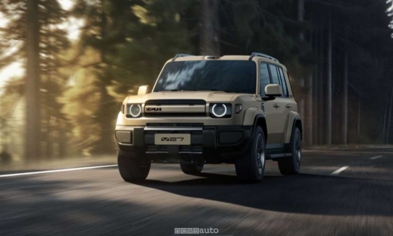 iCAUR V27 è un SUV 4x4 elettrico con una configurazione REEV a autonomia estesa